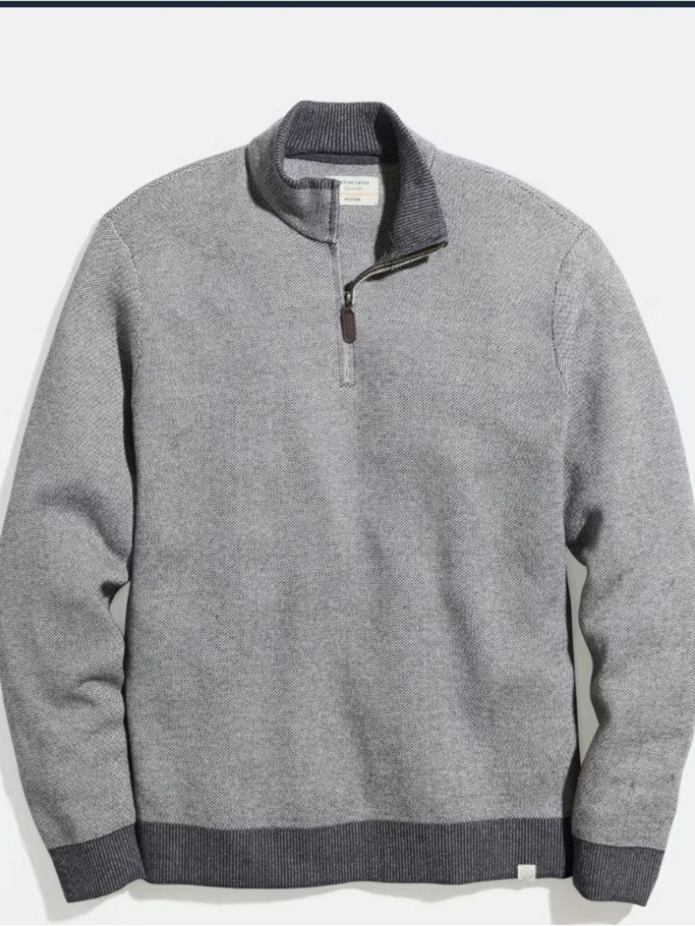Marine Layer Myers Quarter Zip Sweater Sz Large Organic Cotton Casual Relaxation
